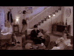 Vintage scene with people indoors.