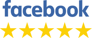 Facebook logo with five stars