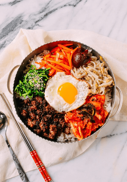 Colorful bowl of rice and toppings