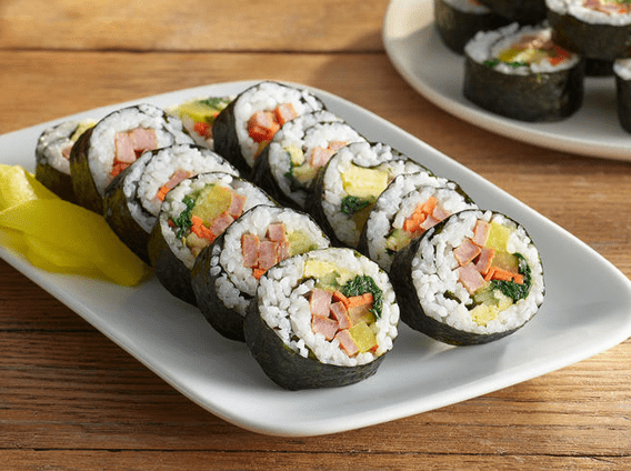 Assorted sushi rolls on plate