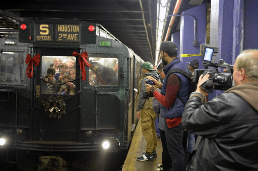 Vintage subway train at station