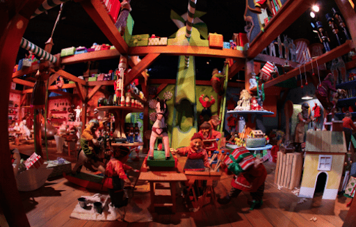 colorful toy workshop with dolls
