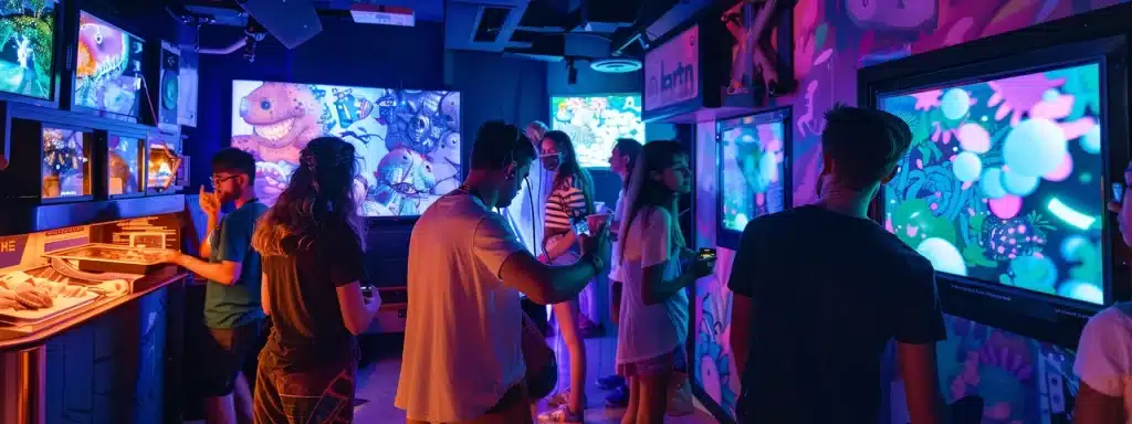 a vibrant, immersive escape room filled with intricate, themed puzzles and groups of excited participants collaborating, underscoring the dynamic energy of teamwork and shared experiences.