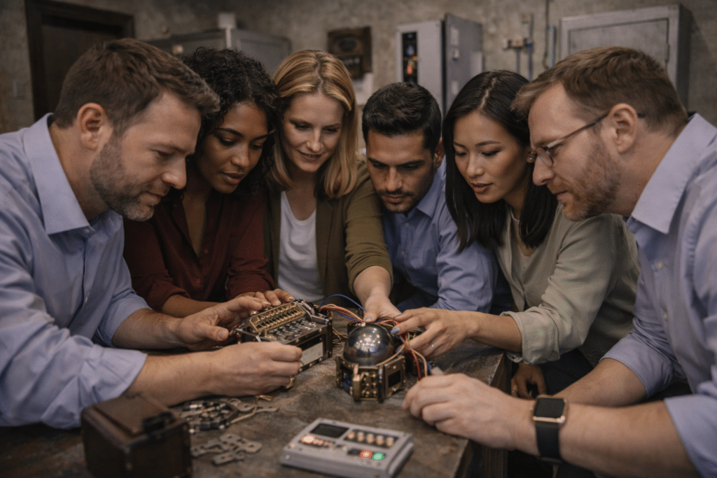 a team playing a private corporate escape room nyc